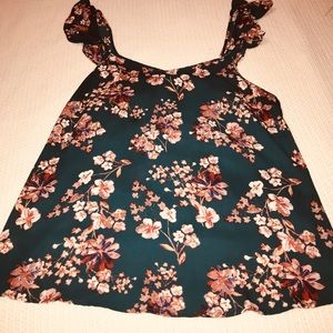 Pink Rose green with pink floral strapped blouse